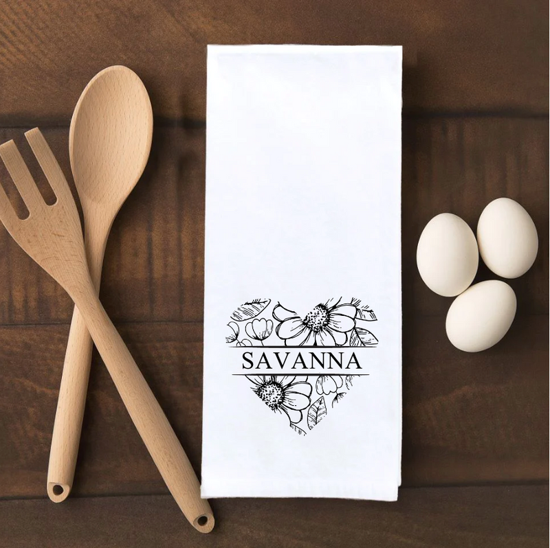 Personalized Floral Wreath Tea Towels