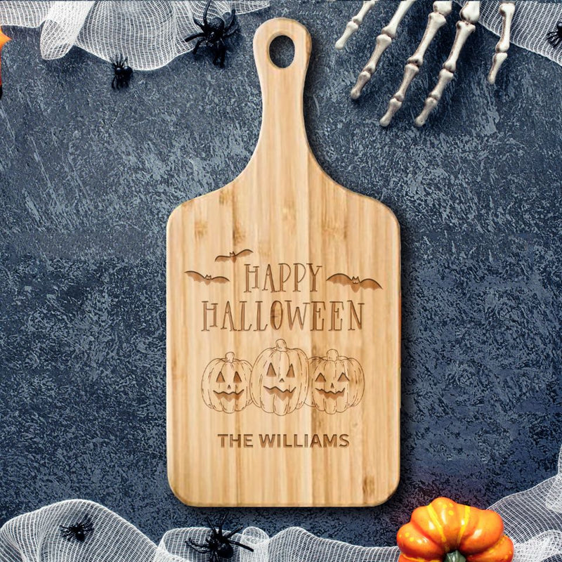 Personalized Halloween Handled Bamboo Cutting Boards