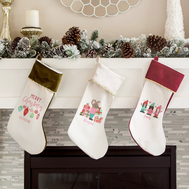 Personalized Velvet-trimmed Christmas Stockings for Girls