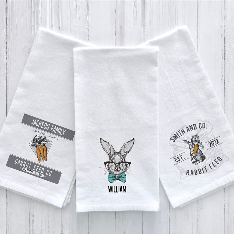 Personalized Vintage Farmhouse Easter Tea Towels