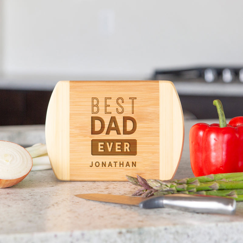 Personalized Two-Tone (Rounded Edge) Bamboo Cutting Boards for Dad
