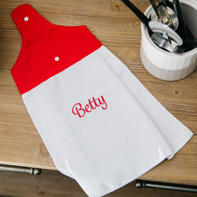 Personalized Button Hook Tea Towels