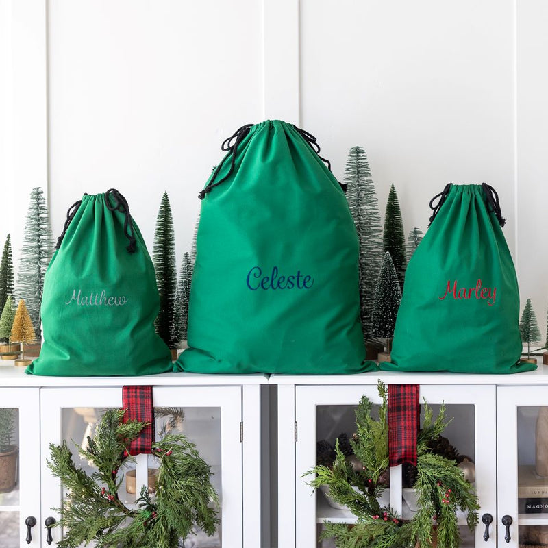 Personalized Embroidered Santa Bags (Cotton)