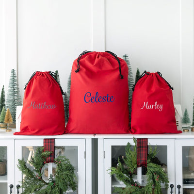 Personalized Embroidered Santa Bags (Cotton)