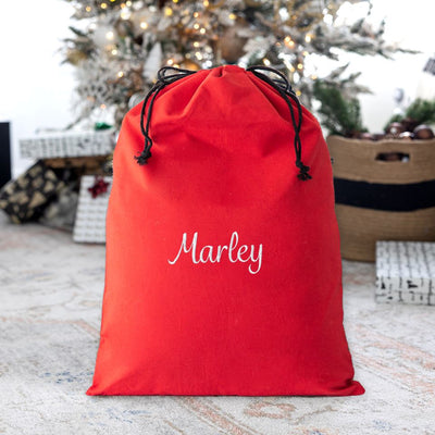 Personalized Embroidered Santa Bags (Cotton)