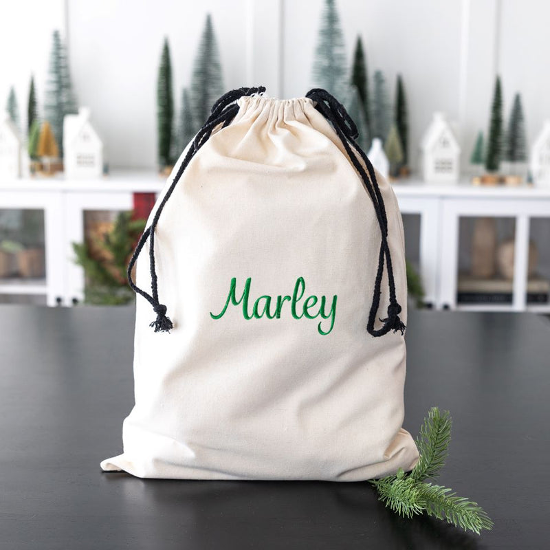 Personalized Embroidered Santa Bags (Cotton)