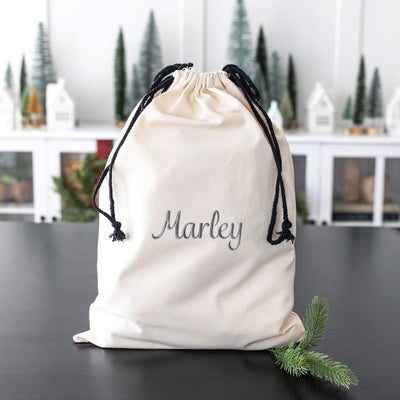Personalized Embroidered Santa Bags (Cotton)