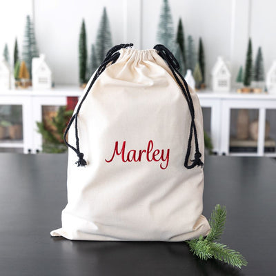 Personalized Embroidered Santa Bags (Cotton)