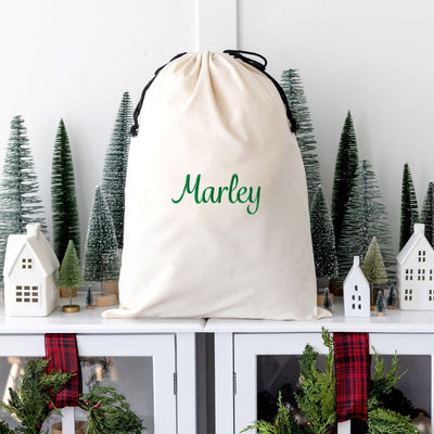Personalized Embroidered Santa Bags (Cotton)