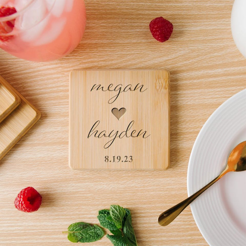 Personalized Bamboo Coasters - Floral Designs