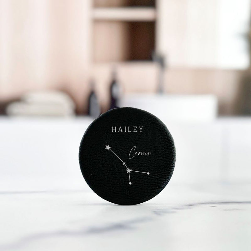 Personalized Leatherette Compact Mirror - Zodiac