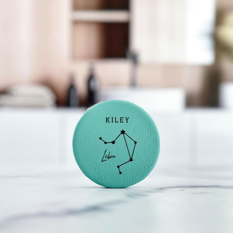Personalized Leatherette Compact Mirror - Zodiac