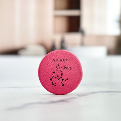 Personalized Leatherette Compact Mirror - Zodiac