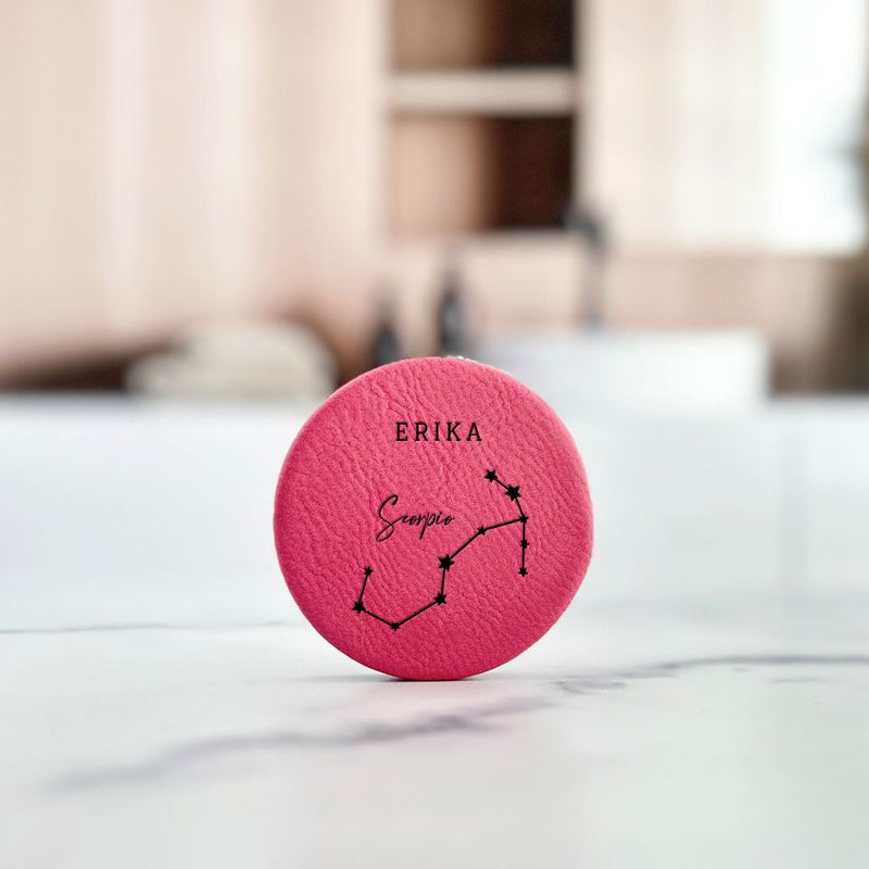 Personalized Leatherette Compact Mirror - Zodiac