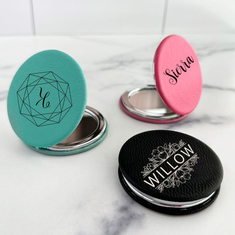 Personalized Leatherette Compact Mirror
