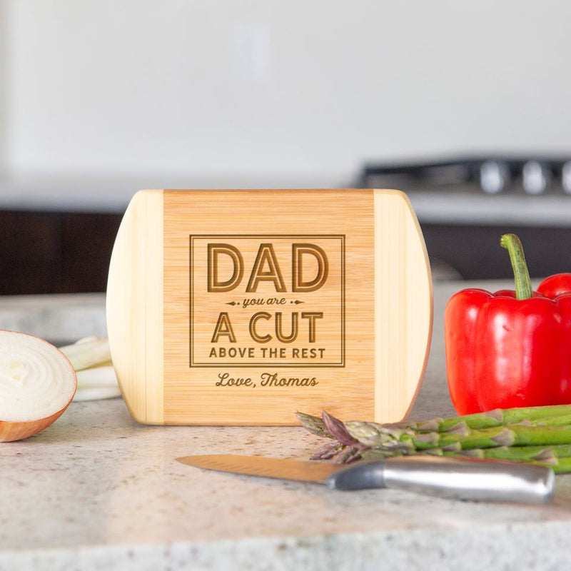 Personalized Two-Tone (Rounded Edge) Bamboo Cutting Boards for Dad