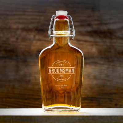 Personalized Groomsmen Proposal Glass Flask - 8.5 oz.