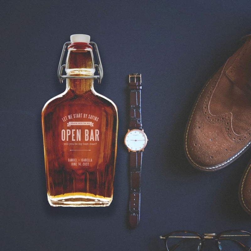 Personalized Groomsmen Proposal Glass Flask - 8.5 oz.