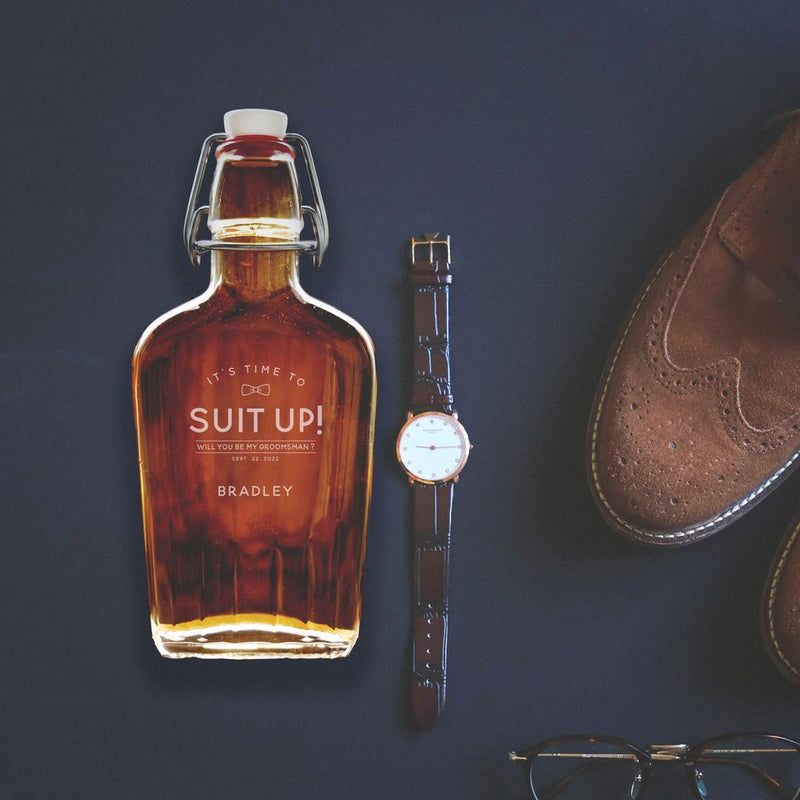 Personalized Groomsmen Proposal Glass Flask - 8.5 oz.