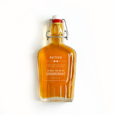 Personalized Groomsmen Proposal Glass Flask - 8.5 oz.