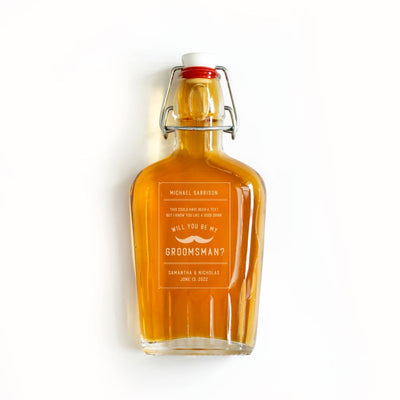 Personalized Groomsmen Proposal Glass Flask - 8.5 oz.