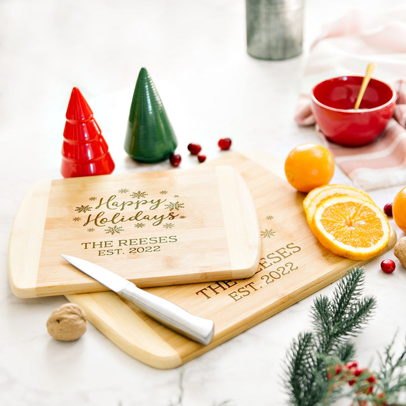 Personalized Holiday Bamboo Cutting Boards - Rounded Edge