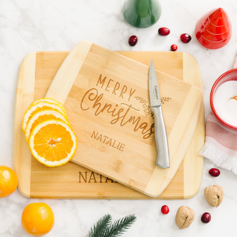 Personalized Holiday Bamboo Cutting Boards - Rounded Edge
