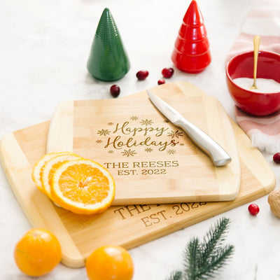 Personalized Holiday Bamboo Cutting Boards - Rounded Edge