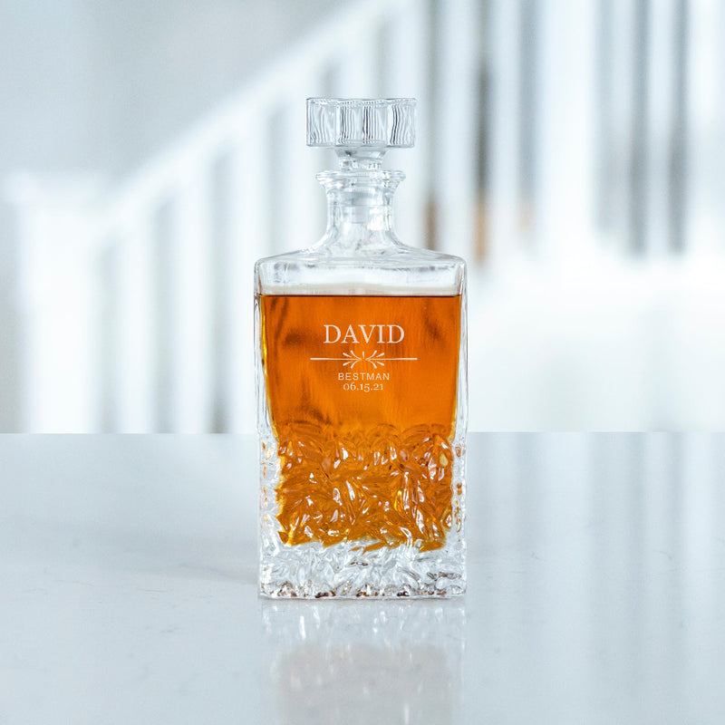 Personalized Bestman Rectangular 24 oz. Decanter – Whiskey