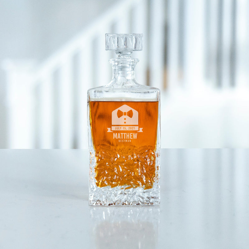 Personalized Bestman Rectangular 24 oz. Decanter – Whiskey