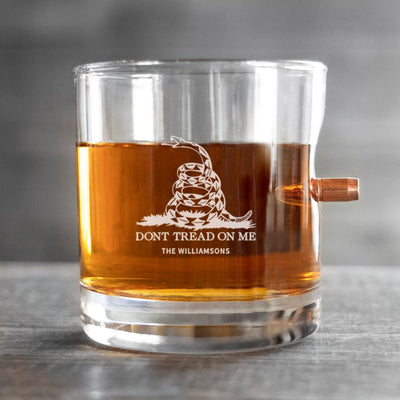 Personalized Patriotic Bullet Whiskey Glass - Lowball Whiskey Glass