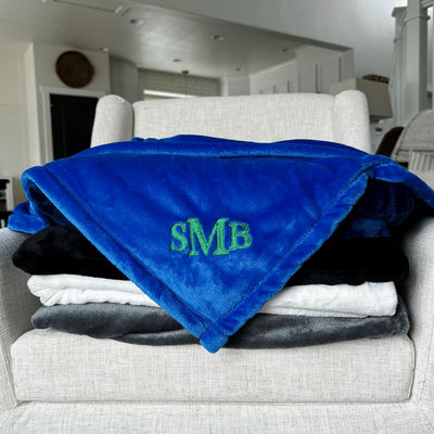 Personalized Embroidered Minky Touch Blankets - Royal Blue / SMB - Qualtry