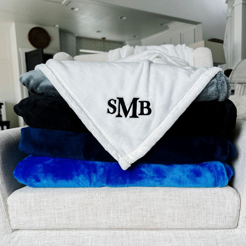 Personalized Embroidered Minky Touch Blankets - Cream / SMB - Qualtry