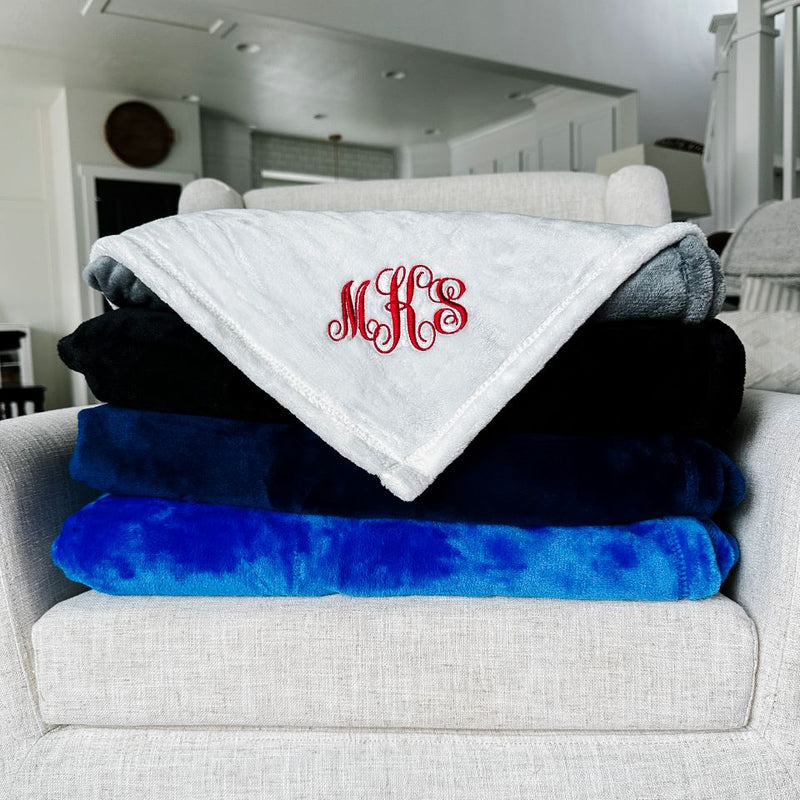 Personalized Embroidered Minky Touch Blankets - Cream / MKS - Qualtry
