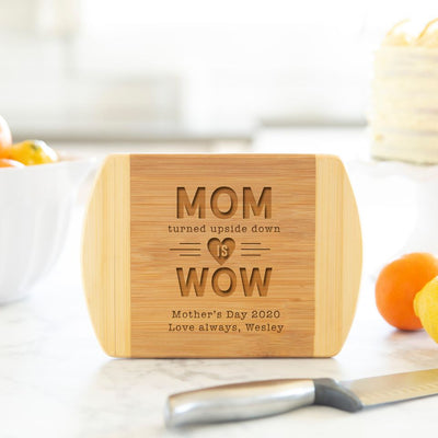 Personalized Two-Tone (Rounded Edge) Bamboo Cutting Boards for Mom