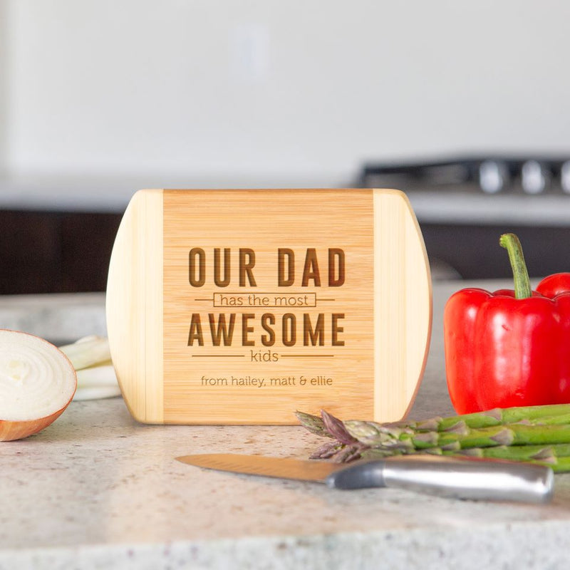 Personalized Two-Tone (Rounded Edge) Bamboo Cutting Boards for Dad