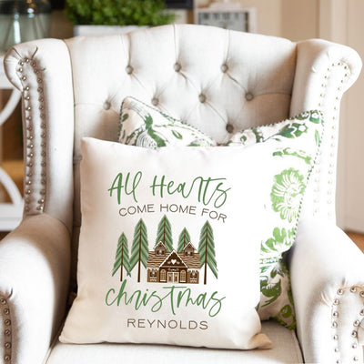 Personalized Woodland Christmas Throw Pillow Covers