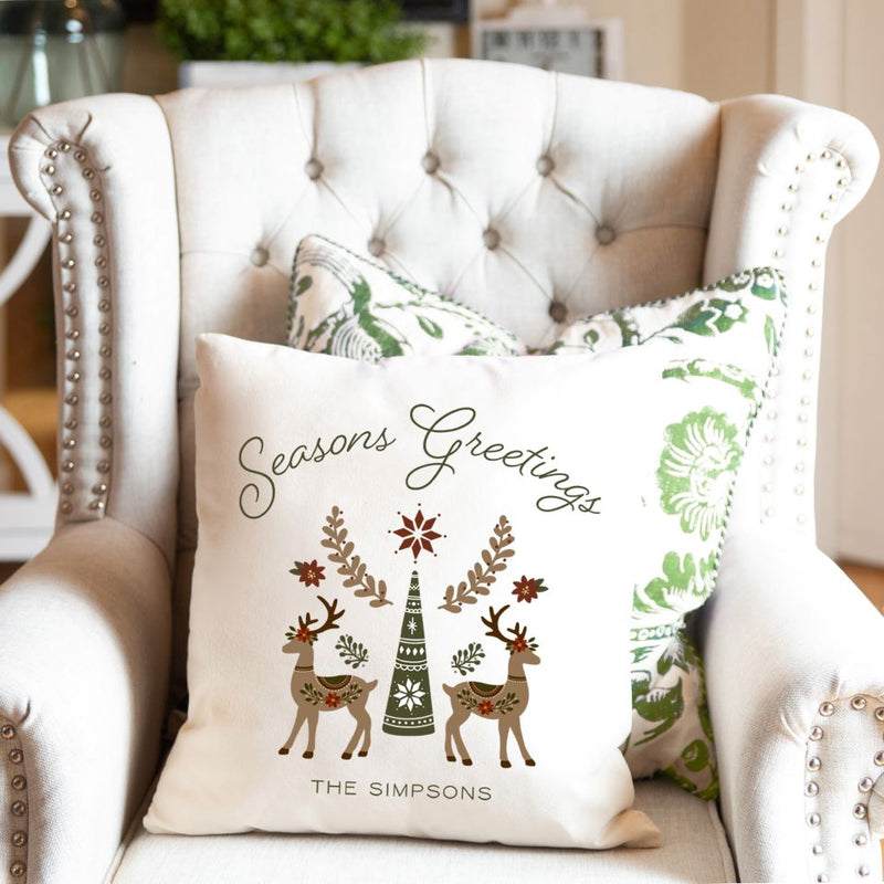 Personalized Woodland Christmas Throw Pillow Covers