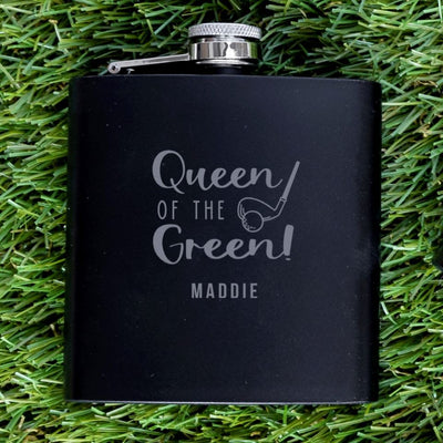 Personalized Black Matte Golf Flask - Set of 5