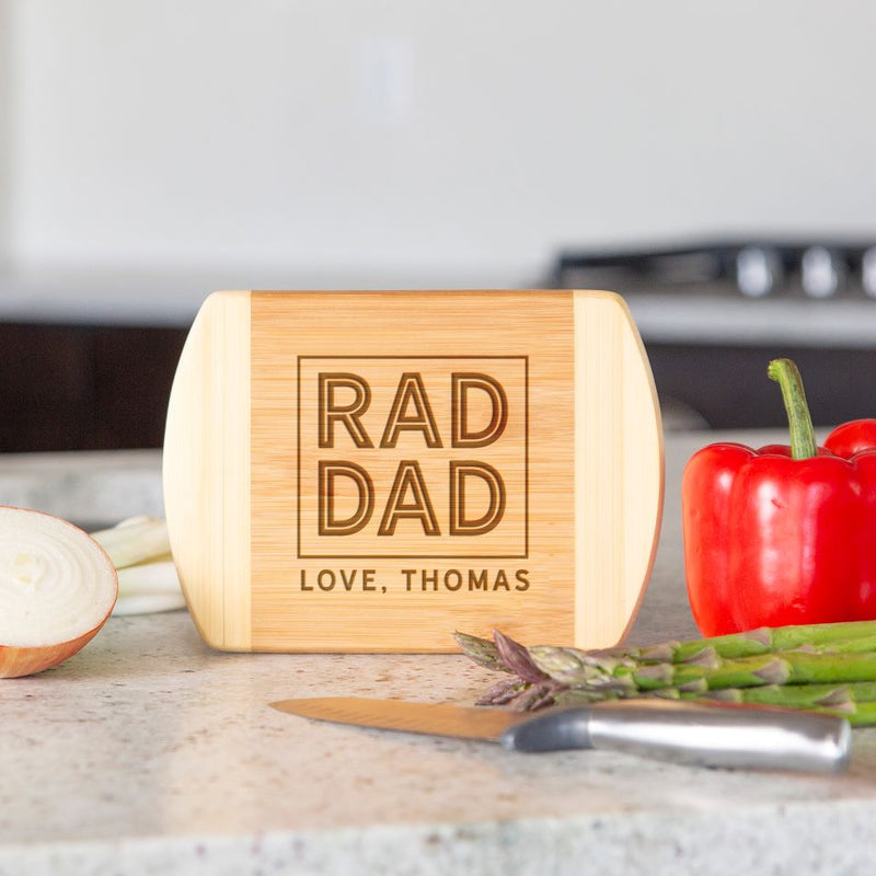 Personalized Two-Tone (Rounded Edge) Bamboo Cutting Boards for Dad
