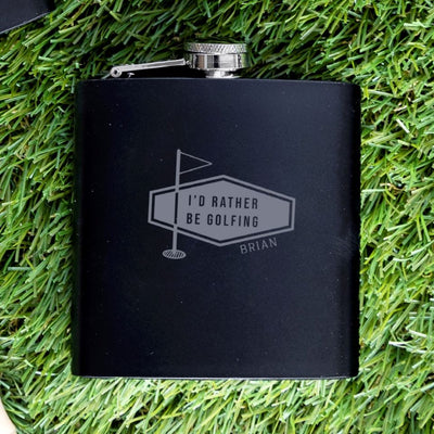 Personalized Black Matte Golf Flask - Set of 5