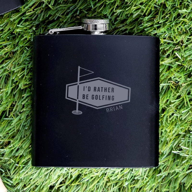 Personalized Black Matte Golf Flask - Set of 5