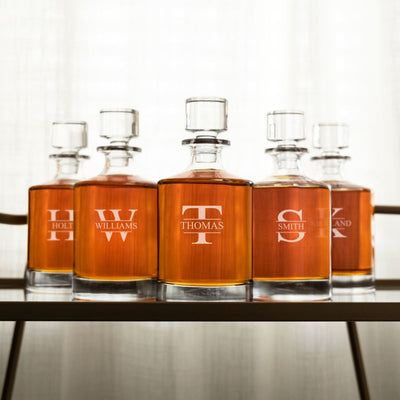 Personalized 30 oz. Glass Decanter - Set of 5
