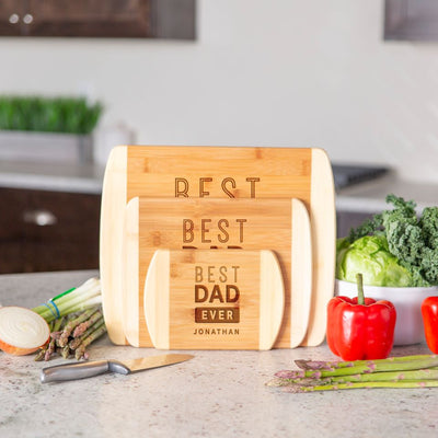 Personalized Two-Tone (Rounded Edge) Bamboo Cutting Boards for Dad