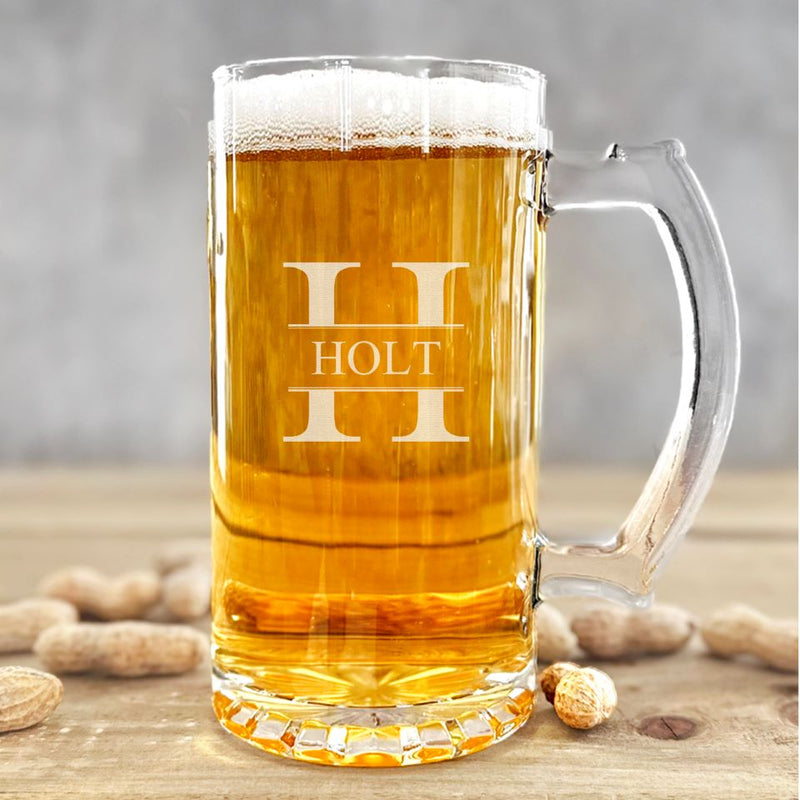 Personalized Beer Mugs - Sports Mug - Monogram - 12 oz.