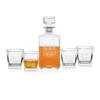 Corporate | Personalized 5 piece Square Decanter Set