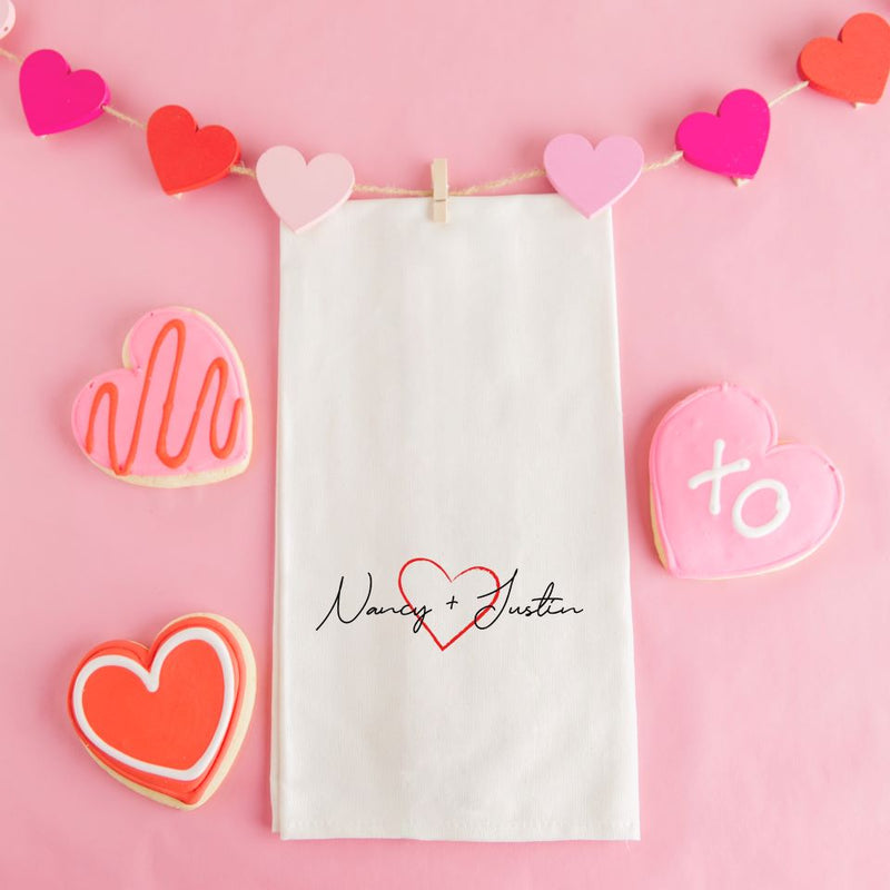 Personalized Hearts Day Tea Towels