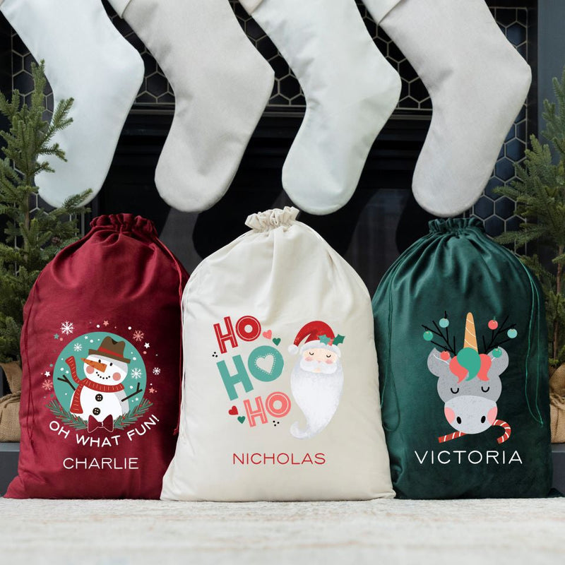 Personalized velvet santa bags best sale