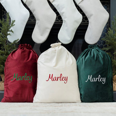 Personalized Embroidered Santa Bags (Velvet)