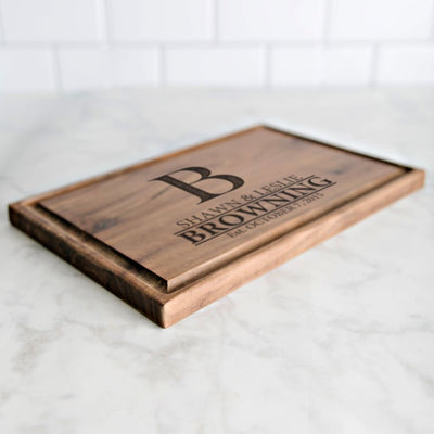Personalized 8x12 Walnut Cutting Boards with Juice Grooves
